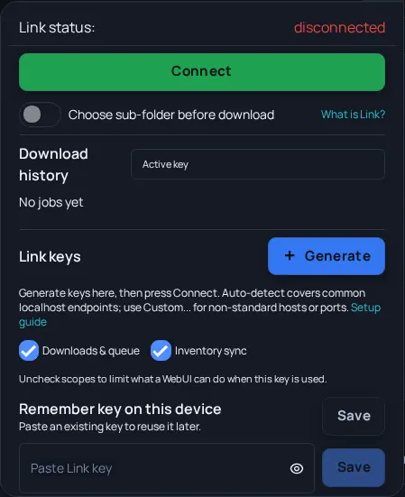 Arc en Ciel Link connection panel.