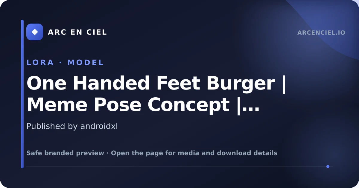 One Handed Feet Burger | Meme Pose Concept | IllustriousXL and NoobAI - by androidxl