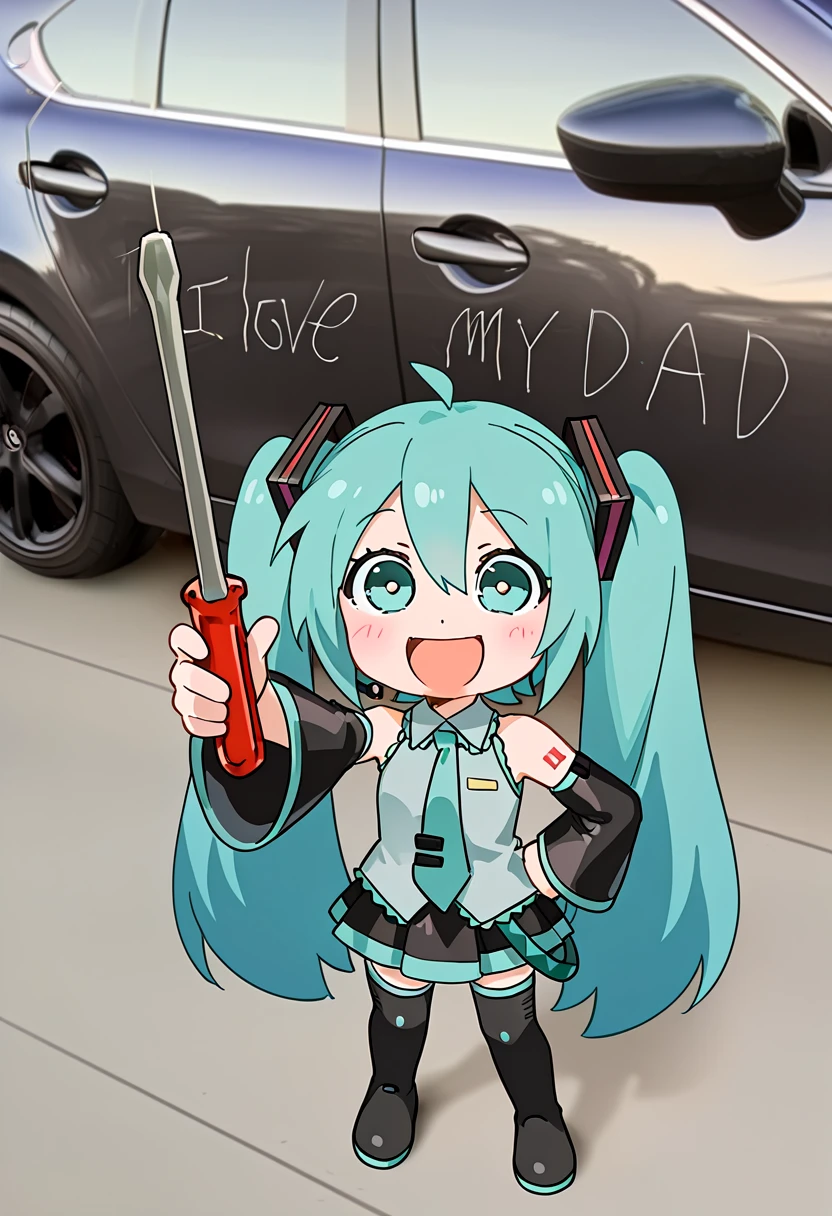 I love my Dad (Meme) - Holding Screwdriver - Scratching Car |Concept| - by miniphak