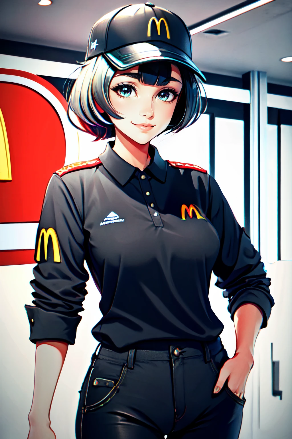 McDonalds Uniform (black) | Outfit LoRA - by FallenIncursio