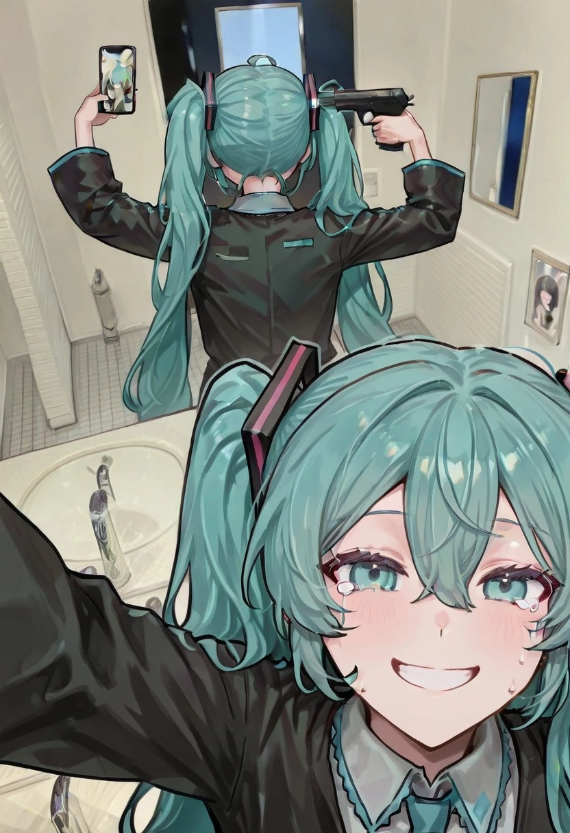 Gun To Head Mirror Selfie | Meme Pose Concept | IllustriousXL and NoobAI - by androidxl