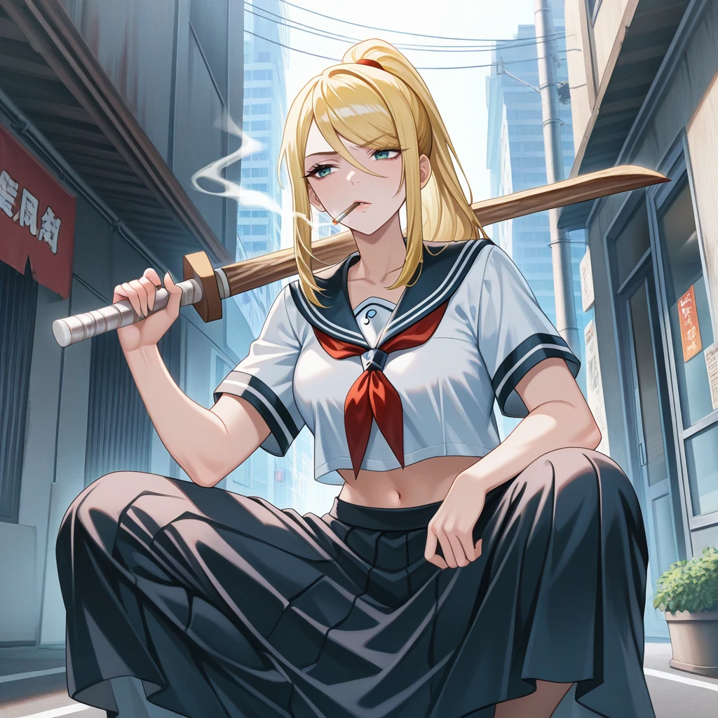 Sukeban / Delinquent Girl Outfit - Illustrious - by Navedaxu