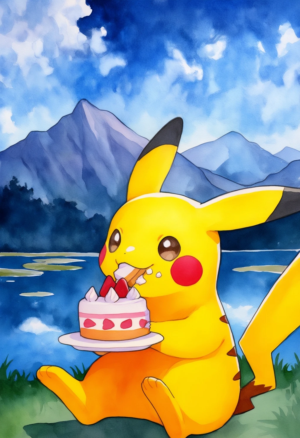 Yellow animal thing eating cake - by PotatCat