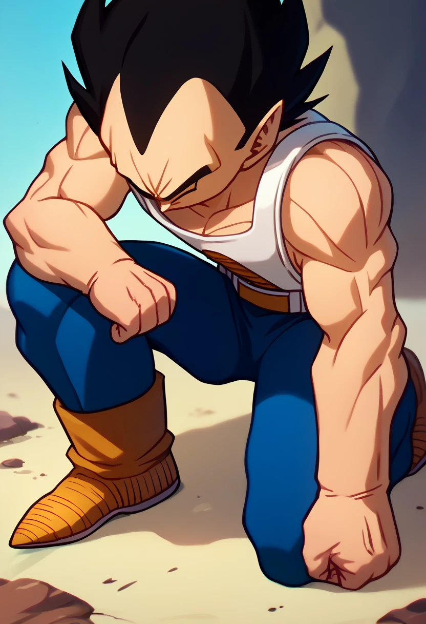 I kneel (Kneeling Vegeta) | Concept / Pose LoRA XL - by FallenIncursio